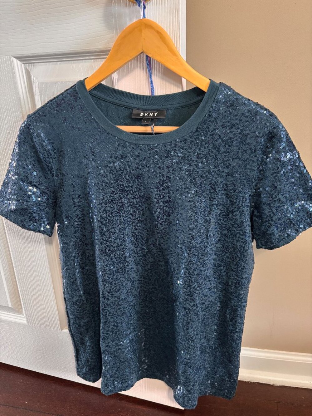 DKNY Navy Blue Sequin Top – Size S